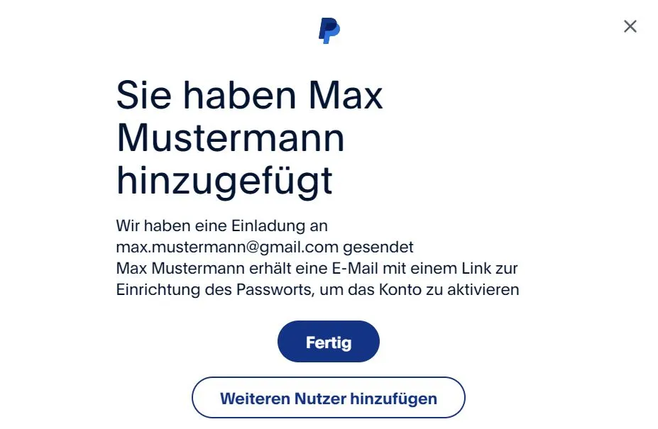 PayPal Entwickler Zugang erfolgreich angelegt